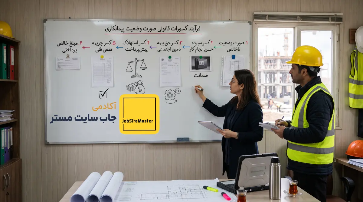 نمودار فرآیندی کسورات قانونی صورت وضعیت پیمانکاری شامل سپرده حسن انجام کار و بیمه